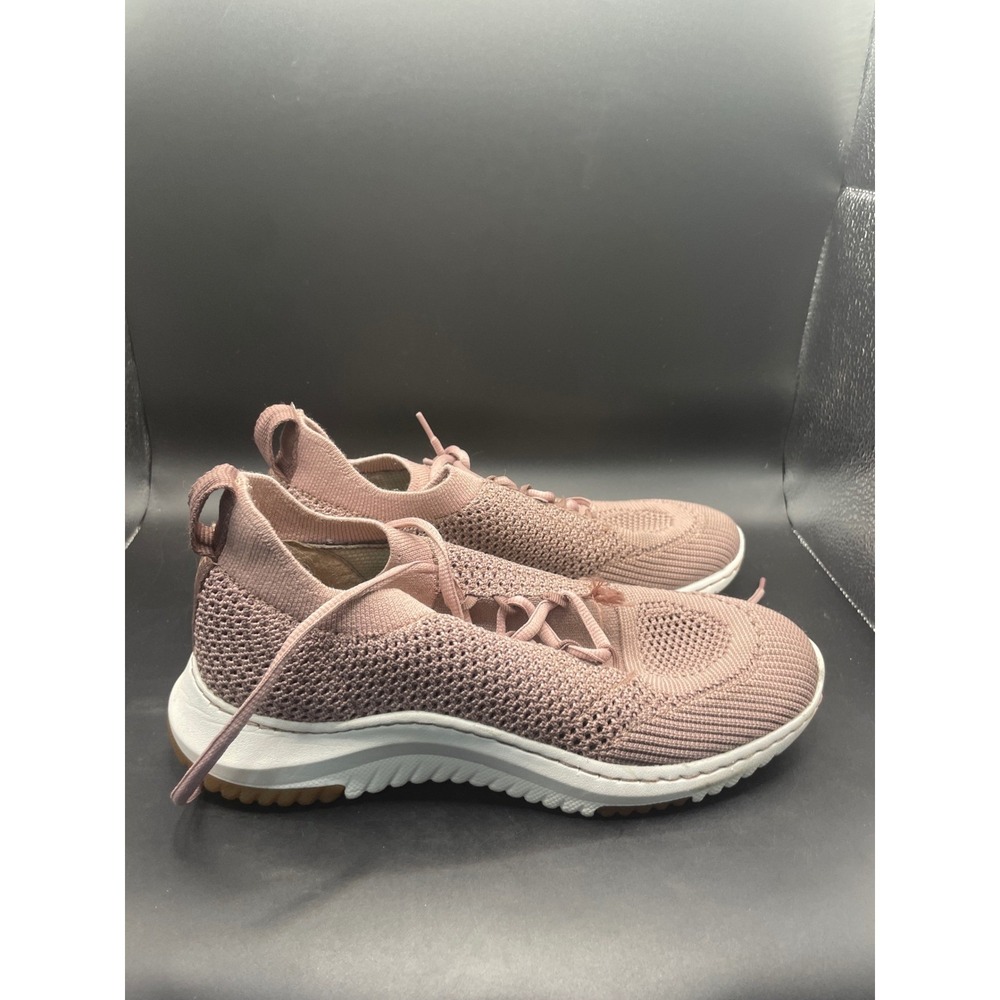 Bionica Womens Pink Knit Lace Up Sneakers Slip Resistant Walking Shoes Size 6.5